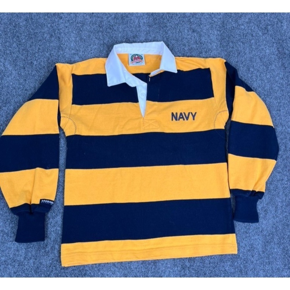 Barbarian Rugby Wear Long Sleeve Collared‎  Striped Polo Shirt Men's Size XS